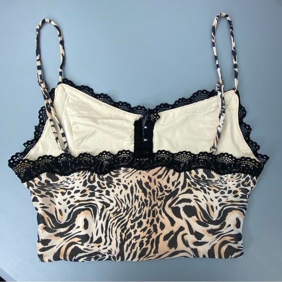 Princess Polly animal leopard print lace trim corset style lingerie top - Picture 5 of 10
